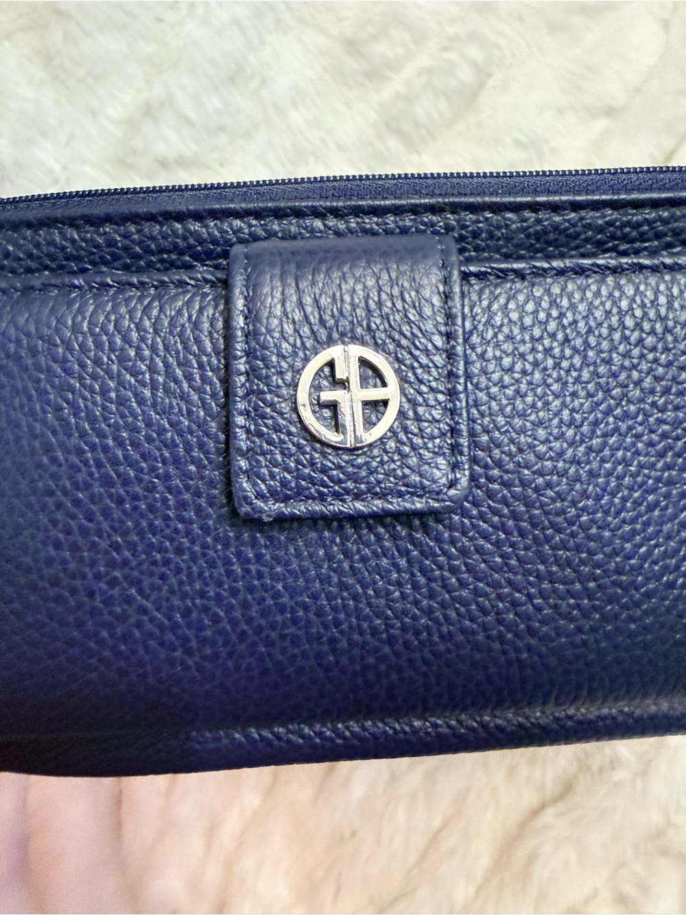 Giani Bernini Navy Blue Leather Wristlet Wallet